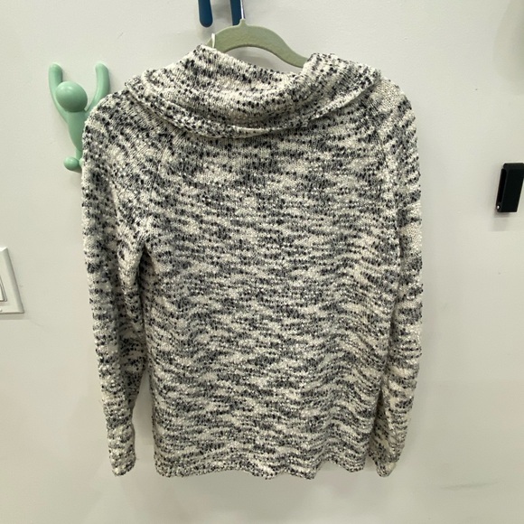 Allie & Rob Marled Black and White Cowl Neck Sweater with Bow Size M Preppy Knit - Picture 2 of 3